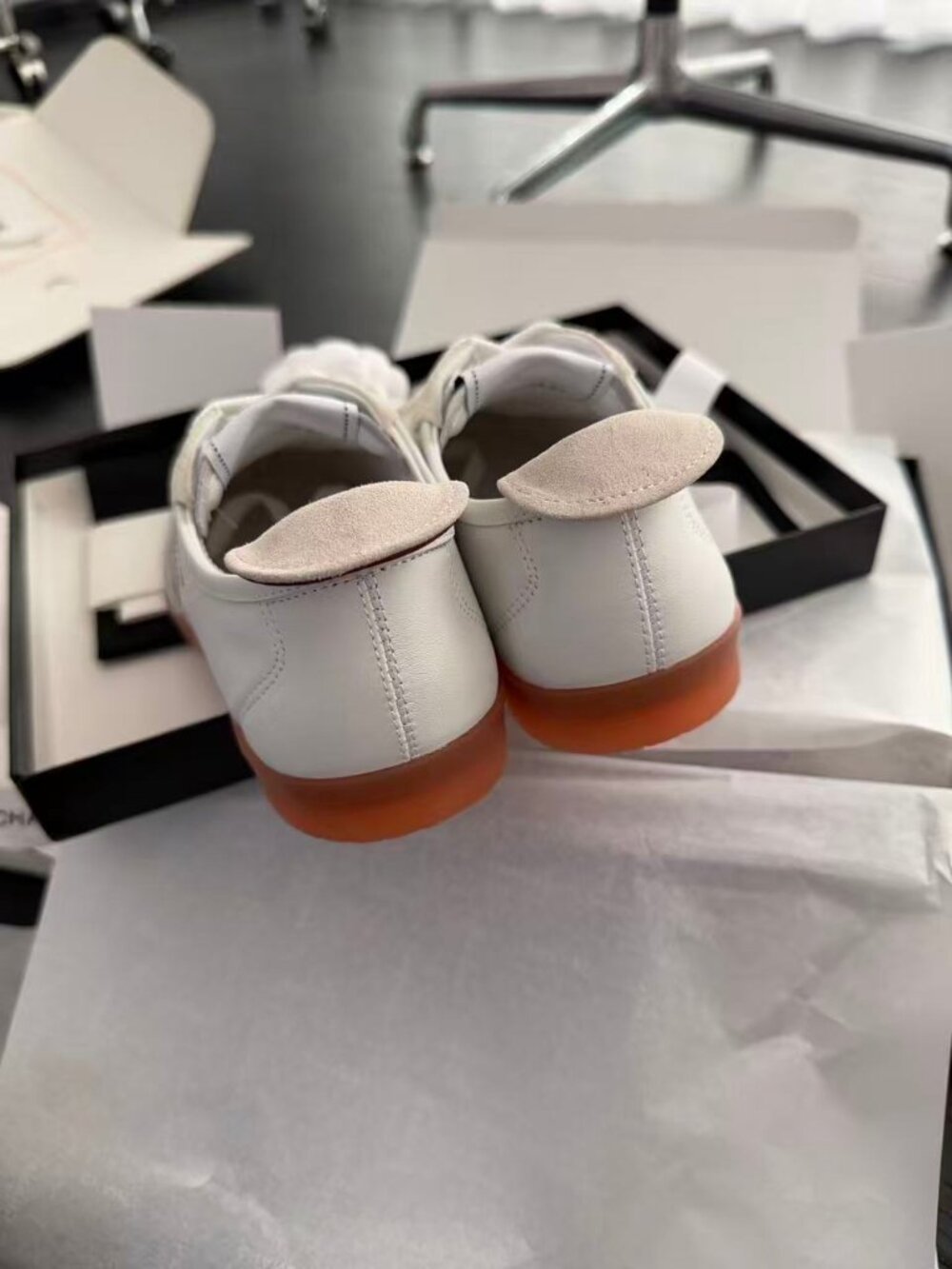 Chanel White Black Suede CC Logo Gum Sole Trainer Sneakers - Picture 6 of 7